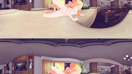 Анимированное VR порно – Амелия трахается боком на кровати
